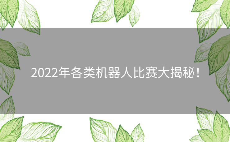 2022年各类机器人比赛大揭秘！