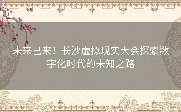 未来已来！长沙虚拟现实大会探索数字化时代的未知之路