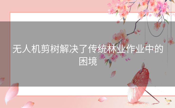 无人机剪树解决了传统林业作业中的困境