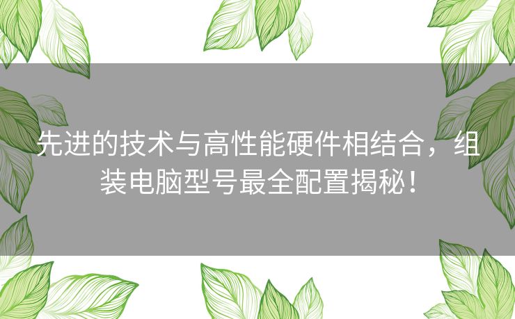 先进的技术与高性能硬件相结合，组装电脑型号最全配置揭秘！