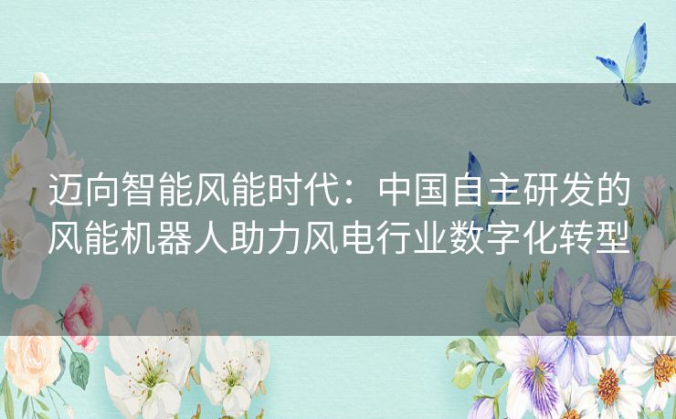 迈向智能风能时代：中国自主研发的风能机器人助力风电行业数字化转型