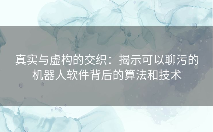 真实与虚构的交织：揭示可以聊污的机器人软件背后的算法和技术