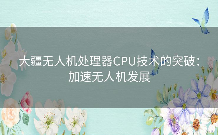 大疆无人机处理器CPU技术的突破：加速无人机发展