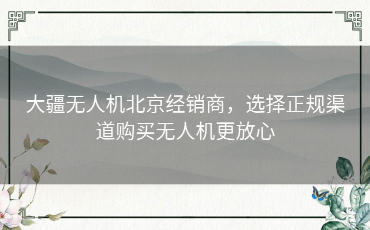 大疆无人机北京经销商，选择正规渠道购买无人机更放心