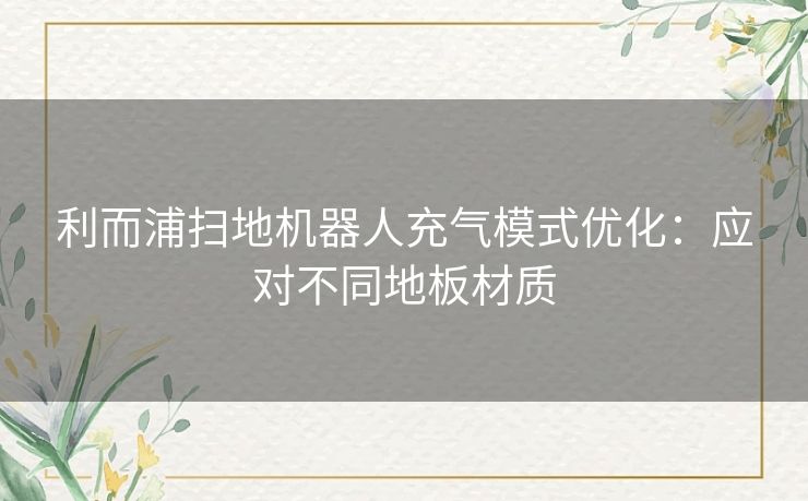 利而浦扫地机器人充气模式优化：应对不同地板材质