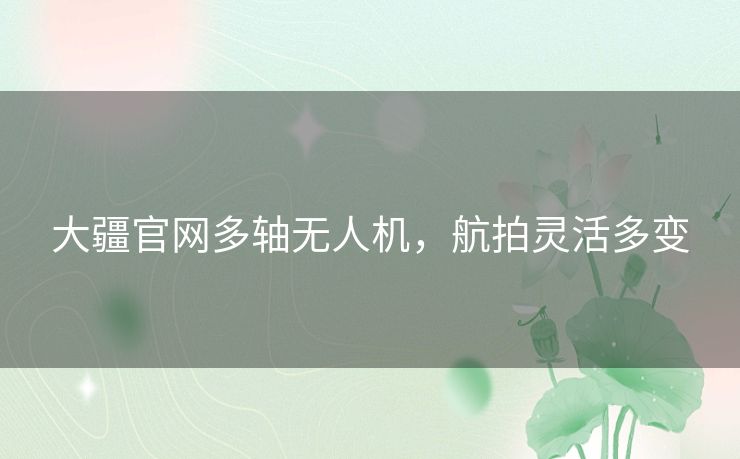 大疆官网多轴无人机，航拍灵活多变