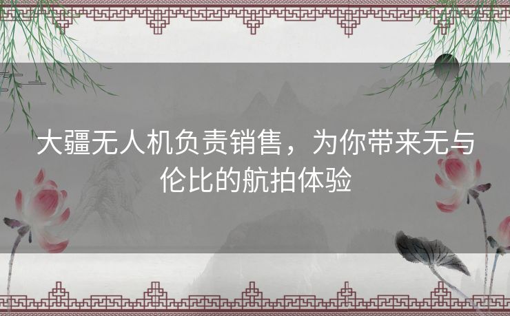 大疆无人机负责销售，为你带来无与伦比的航拍体验