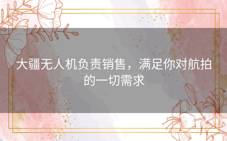 大疆无人机负责销售，满足你对航拍的一切需求