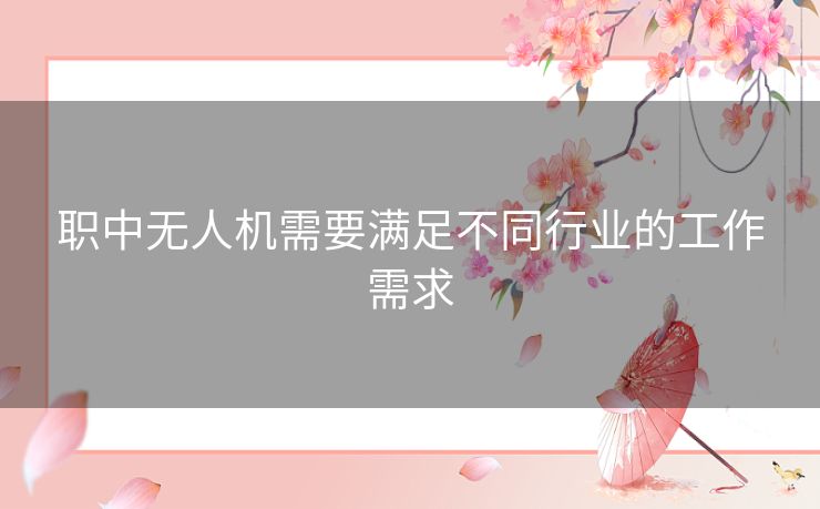 职中无人机需要满足不同行业的工作需求