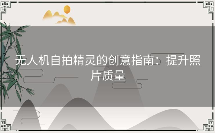 无人机自拍精灵的创意指南：提升照片质量