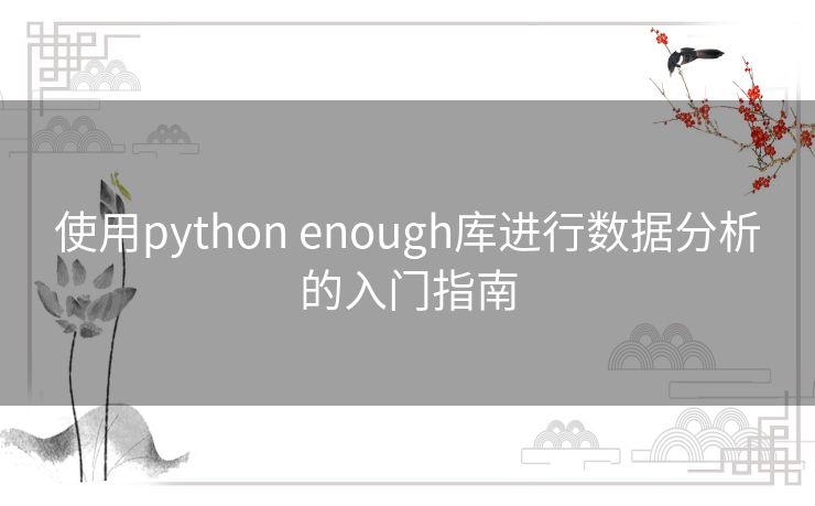 使用python enough库进行数据分析的入门指南