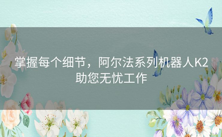 掌握每个细节，阿尔法系列机器人K2助您无忧工作