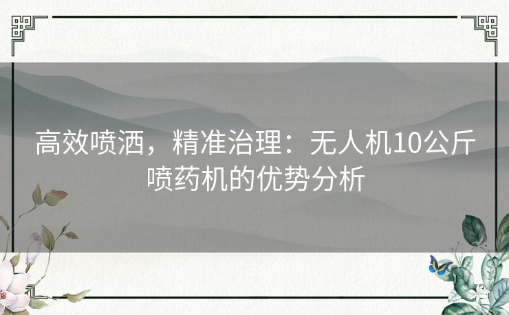 高效喷洒，精准治理：无人机10公斤喷药机的优势分析