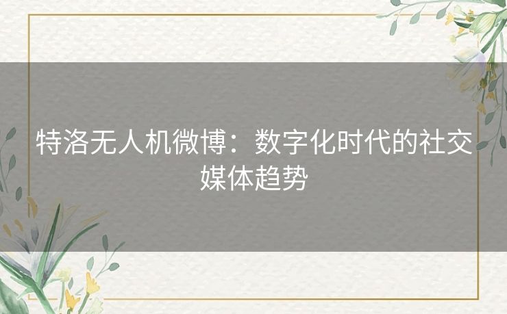 特洛无人机微博：数字化时代的社交媒体趋势