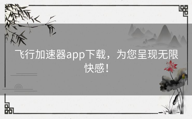 飞行加速器app下载，为您呈现无限快感！