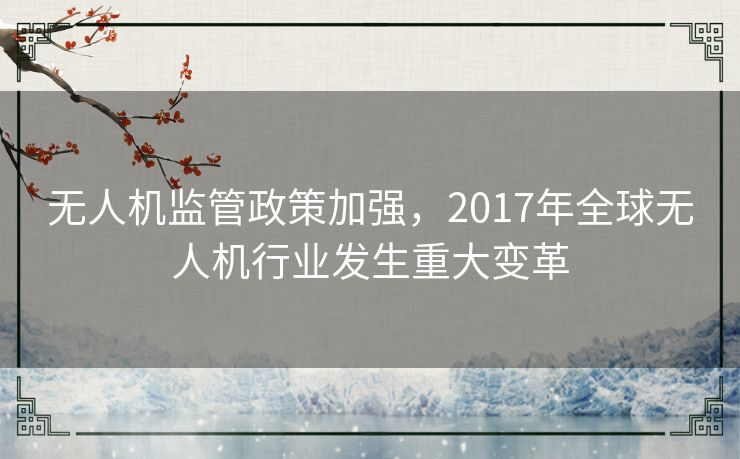 无人机监管政策加强，2017年全球无人机行业发生重大变革