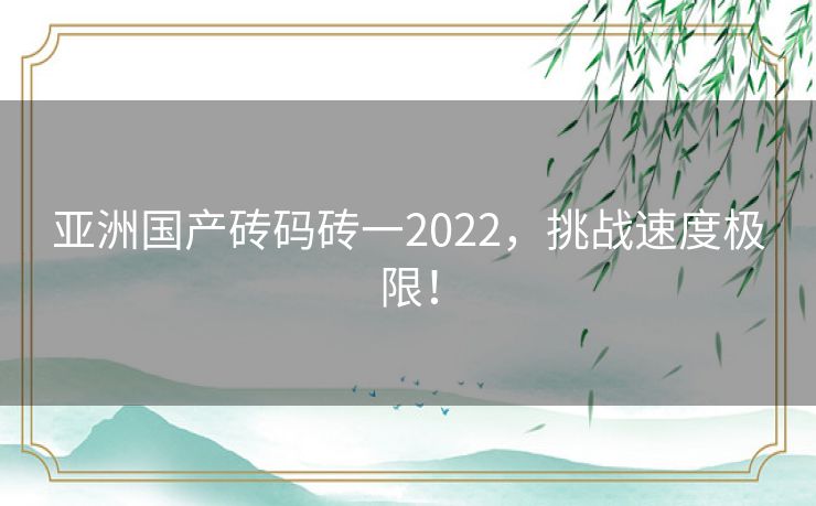 亚洲国产砖码砖一2022，挑战速度极限！