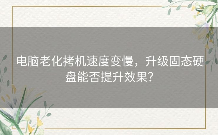 电脑老化拷机速度变慢，升级固态硬盘能否提升效果？