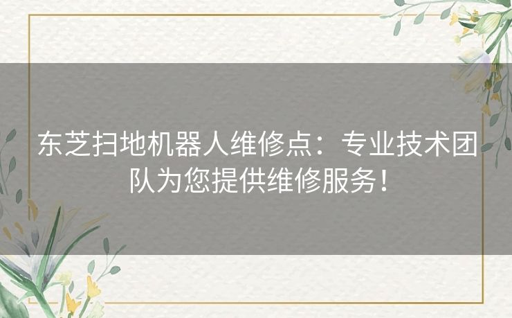 东芝扫地机器人维修点：专业技术团队为您提供维修服务！