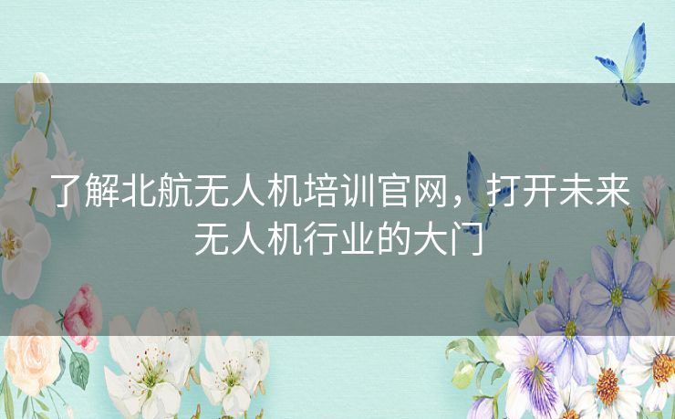 了解北航无人机培训官网，打开未来无人机行业的大门