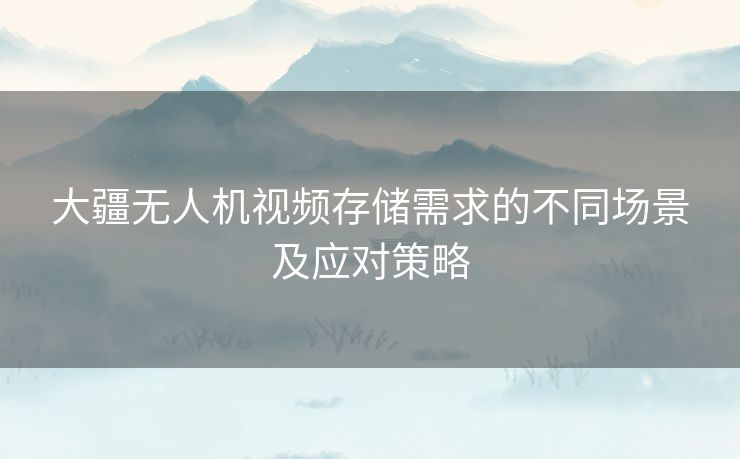 大疆无人机视频存储需求的不同场景及应对策略