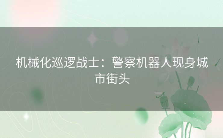 机械化巡逻战士：警察机器人现身城市街头