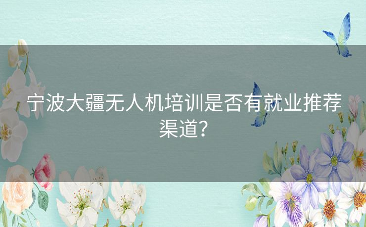 宁波大疆无人机培训是否有就业推荐渠道？