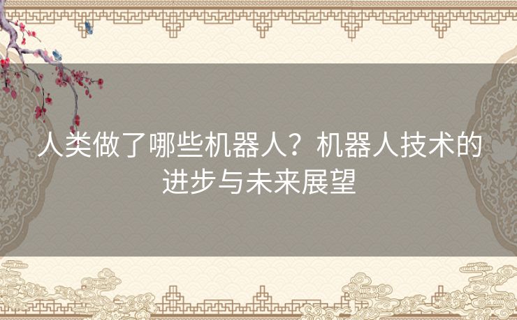 人类做了哪些机器人？机器人技术的进步与未来展望