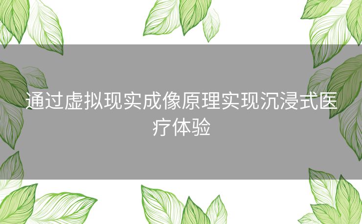 通过虚拟现实成像原理实现沉浸式医疗体验