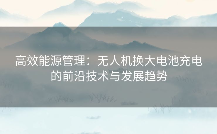 高效能源管理：无人机换大电池充电的前沿技术与发展趋势