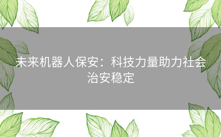 未来机器人保安：科技力量助力社会治安稳定