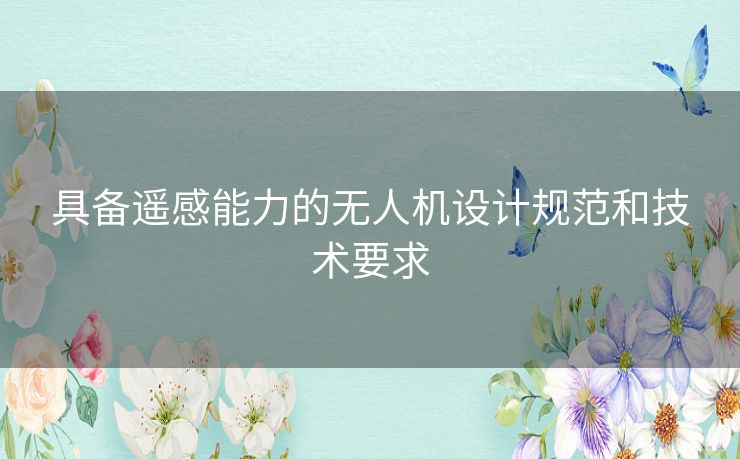 具备遥感能力的无人机设计规范和技术要求