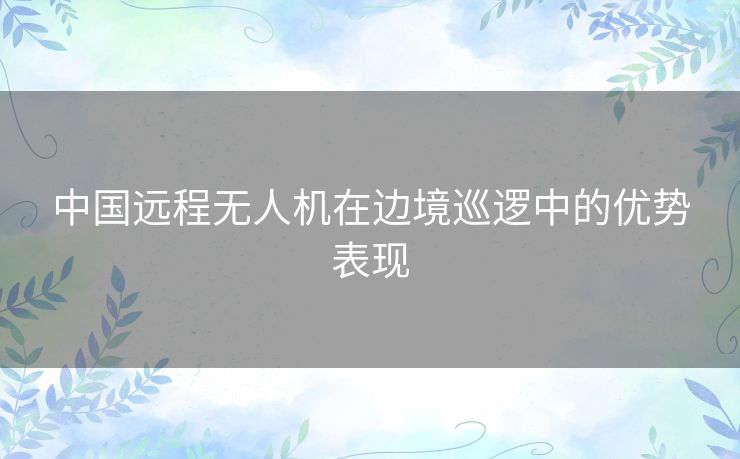 中国远程无人机在边境巡逻中的优势表现