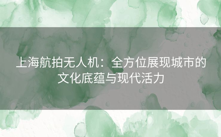 上海航拍无人机：全方位展现城市的文化底蕴与现代活力