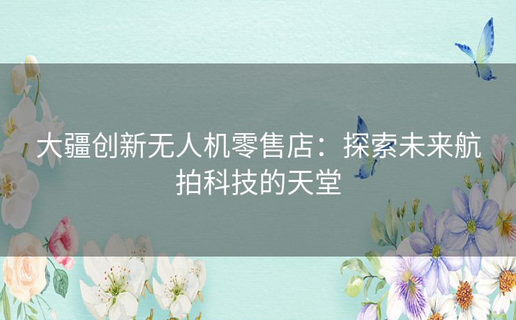 大疆创新无人机零售店：探索未来航拍科技的天堂