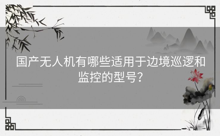 国产无人机有哪些适用于边境巡逻和监控的型号？