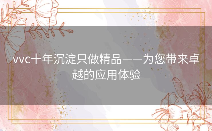 vvc十年沉淀只做精品——为您带来卓越的应用体验