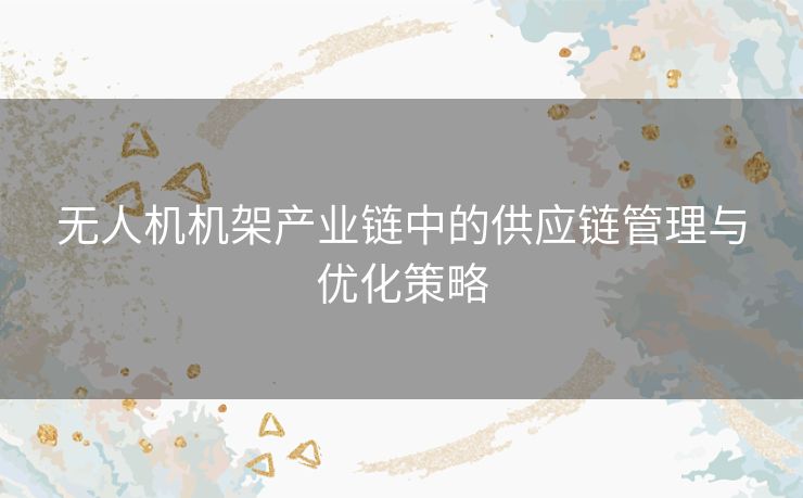 无人机机架产业链中的供应链管理与优化策略