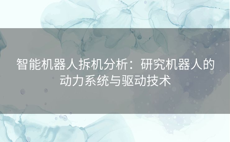 智能机器人拆机分析：研究机器人的动力系统与驱动技术