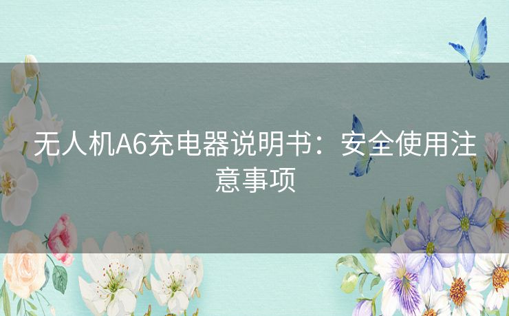 无人机A6充电器说明书：安全使用注意事项