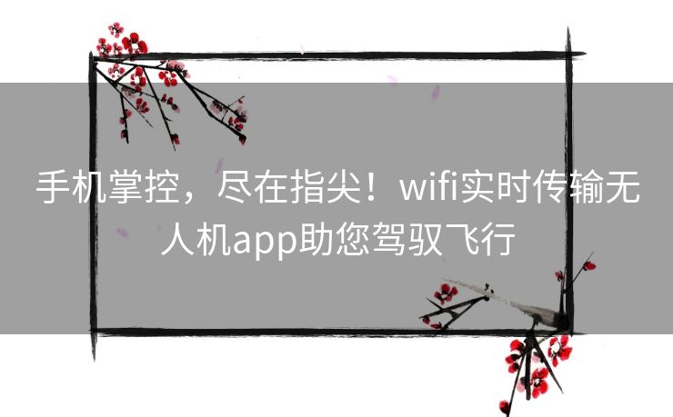 手机掌控，尽在指尖！wifi实时传输无人机app助您驾驭飞行