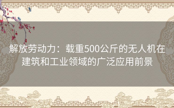 解放劳动力：载重500公斤的无人机在建筑和工业领域的广泛应用前景