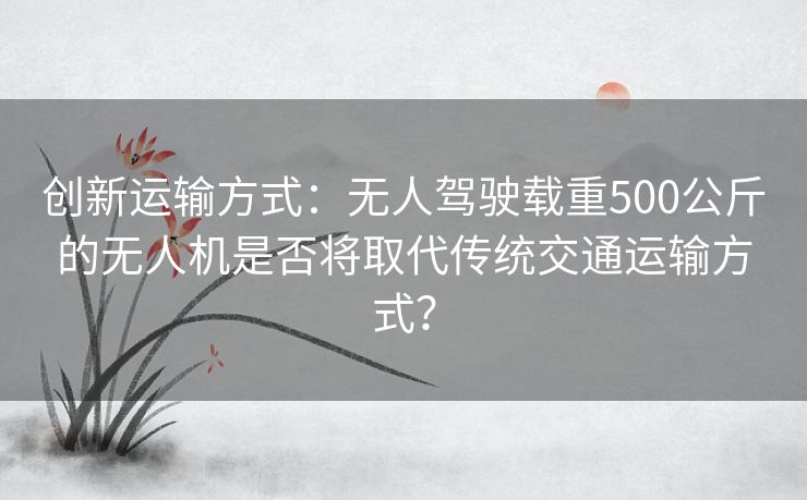 创新运输方式：无人驾驶载重500公斤的无人机是否将取代传统交通运输方式？