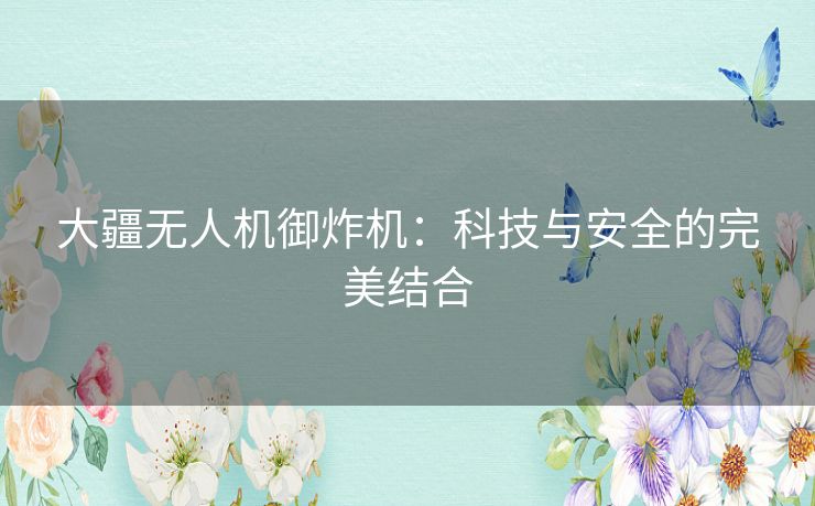 大疆无人机御炸机：科技与安全的完美结合