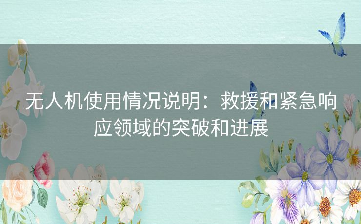 无人机使用情况说明：救援和紧急响应领域的突破和进展