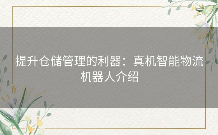 提升仓储管理的利器：真机智能物流机器人介绍