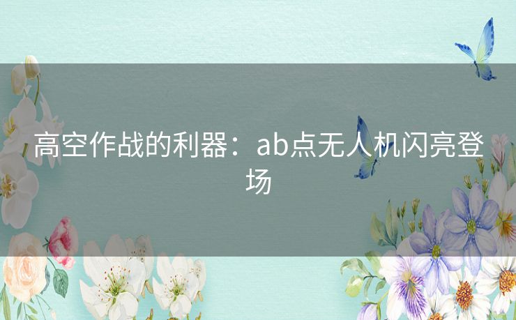 高空作战的利器：ab点无人机闪亮登场