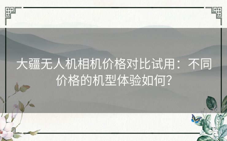 大疆无人机相机价格对比试用：不同价格的机型体验如何？