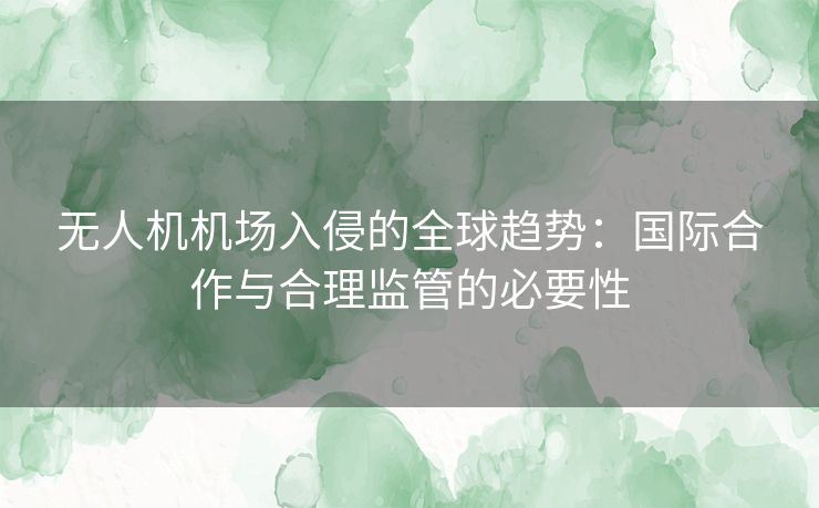 无人机机场入侵的全球趋势：国际合作与合理监管的必要性