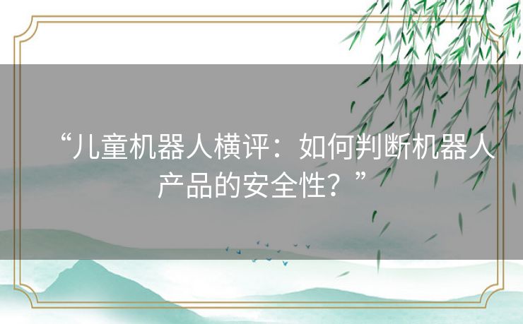 “儿童机器人横评：如何判断机器人产品的安全性？”